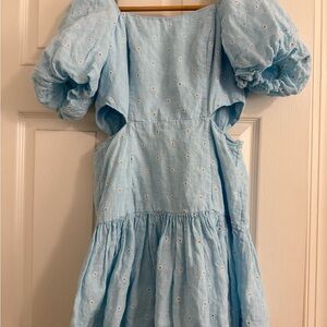 Lilly Pulitzer Light Blue Dress with Puff Sleeves and Cut Out